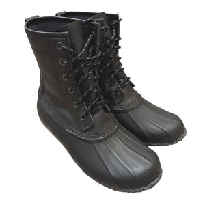 Lands End Mens Black Duck Boots Waterproof Rain Snow Lace Up Size 10D US